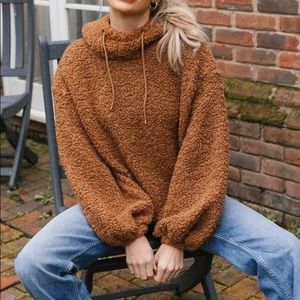 DROP SHOULDER LATERN SLEEVE DRAWSTRING HOODIE NWOT